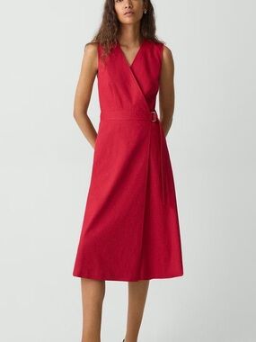 NWT Theory Aline Wrap Dress – Cherry Red
